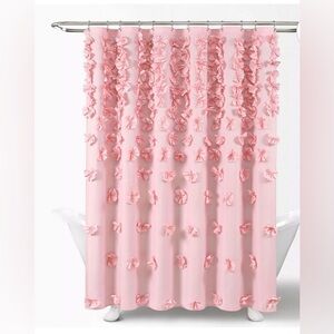 Elegant Pink Shower curtain with bows Lush Decor Brand 72”x72” NWOT